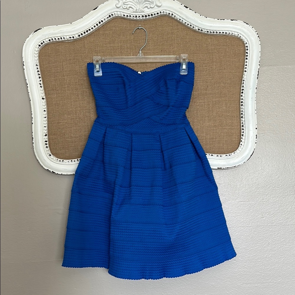 Blue Strapless Bandage Dress - Picture 3 of 5